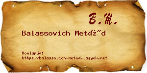 Balassovich Metód névjegykártya